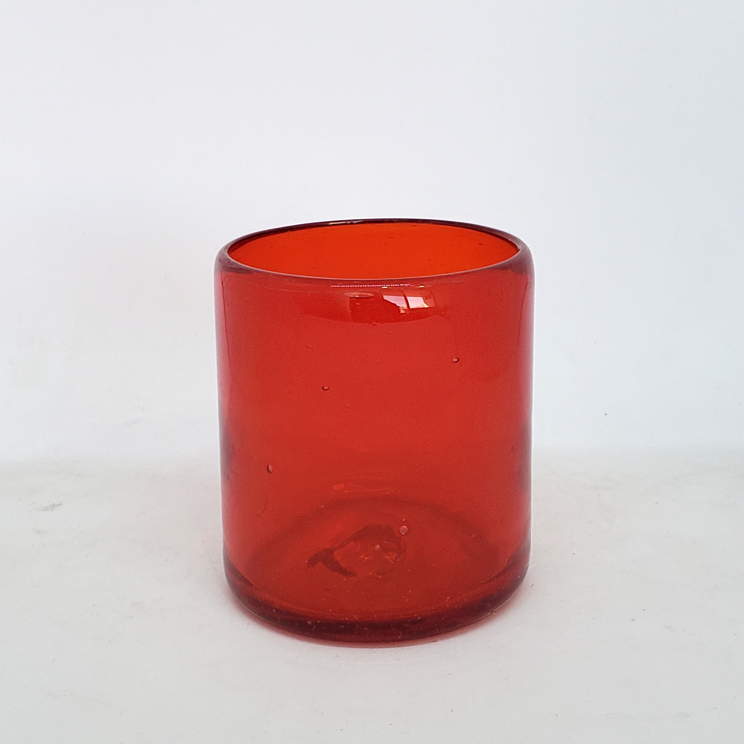 Mexican Glasses / Solid Ruby Red 9 oz Short Tumblers (set of 6) / Enhance your favorite drink with these colorful handcrafted glasses.